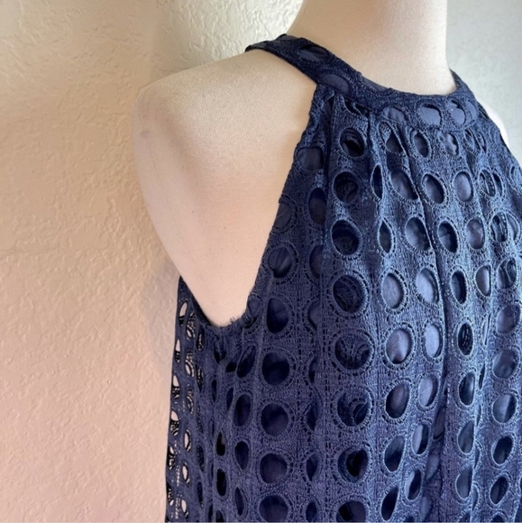 ROMEO & JULIET COUTURE ~ Navy Eyelet Mini Swing Dress ~ Size Medium - Picture 3 of 9